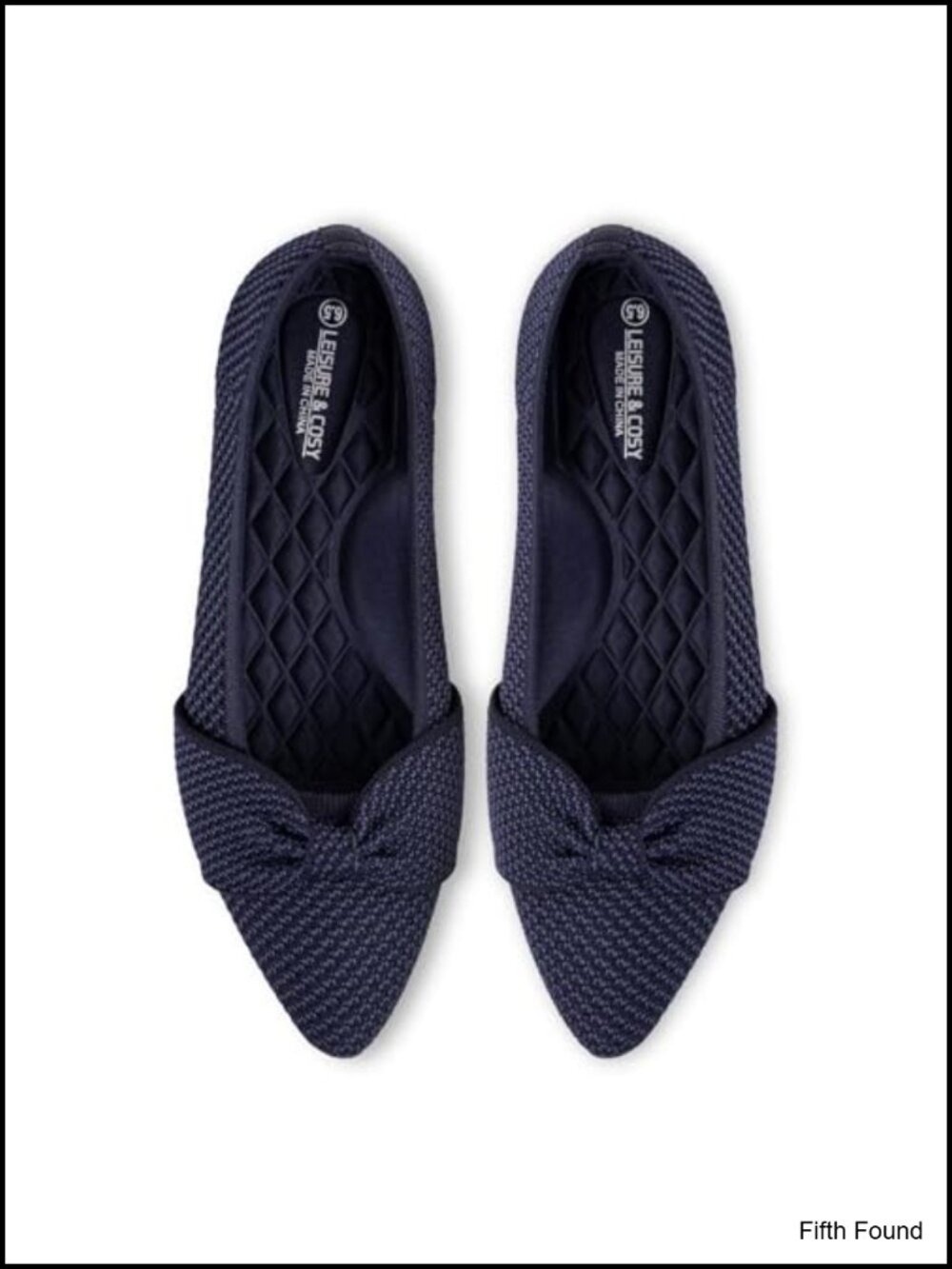 Women's Pointed Toe Knit Ballet Flats with Bow Slip-On Comfort Shoes